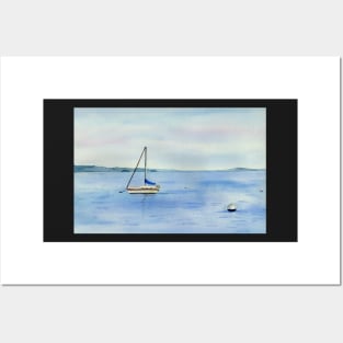 Boat in Maine Watercolor Art Posters and Art